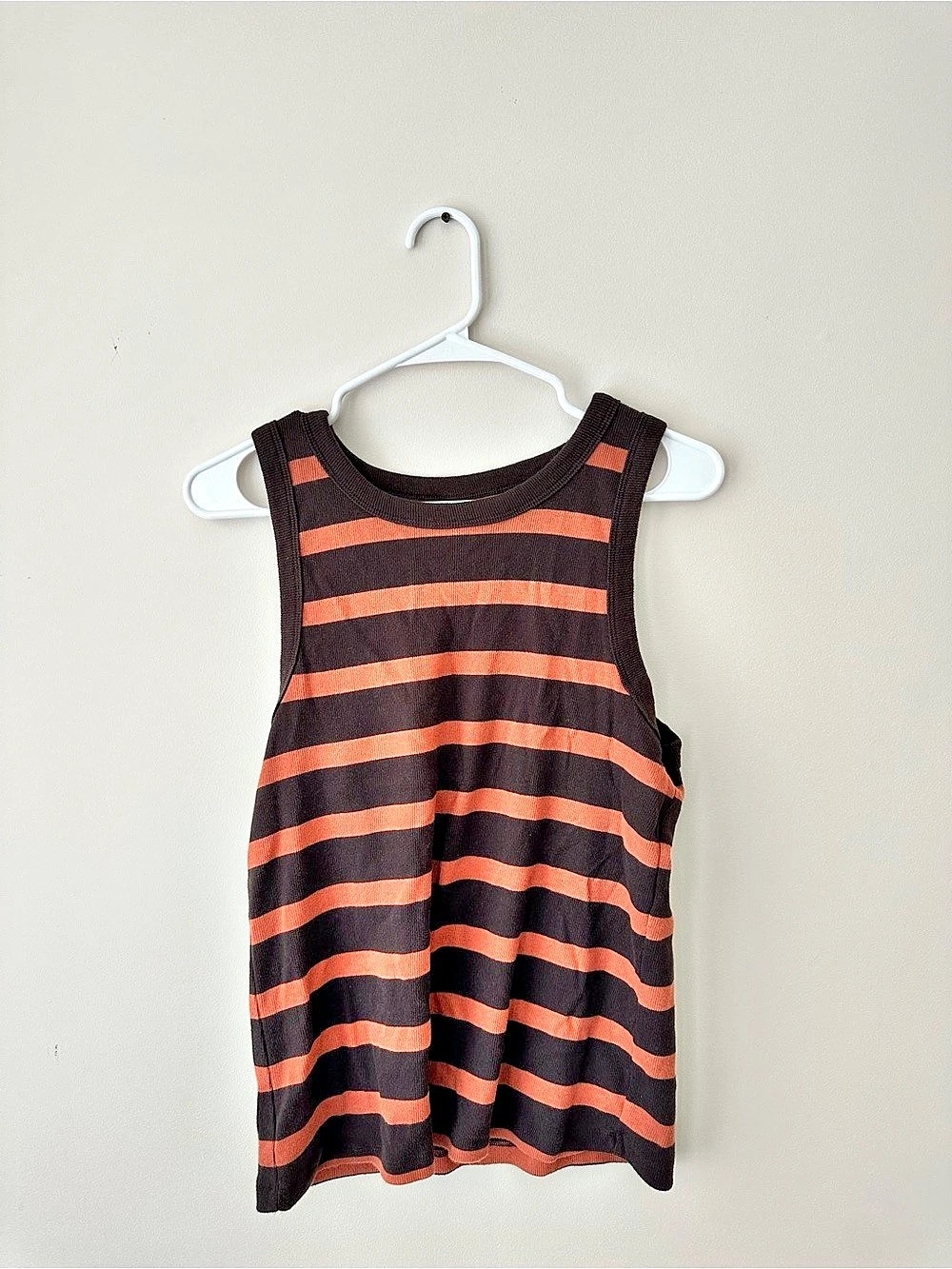 George Striped Tank Top in Brown & Orange Size XL